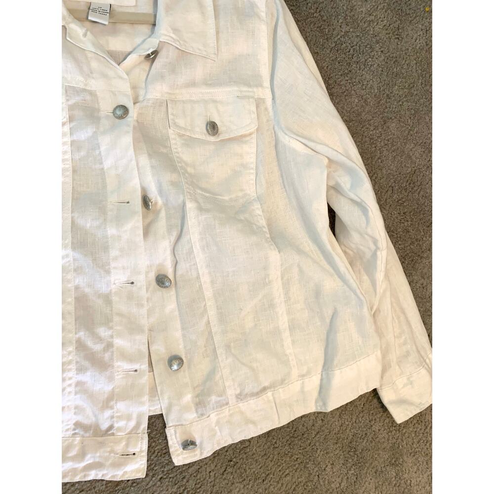 Lucy & Laurel 100% Linen White Button-Up Jacket, … - image 7